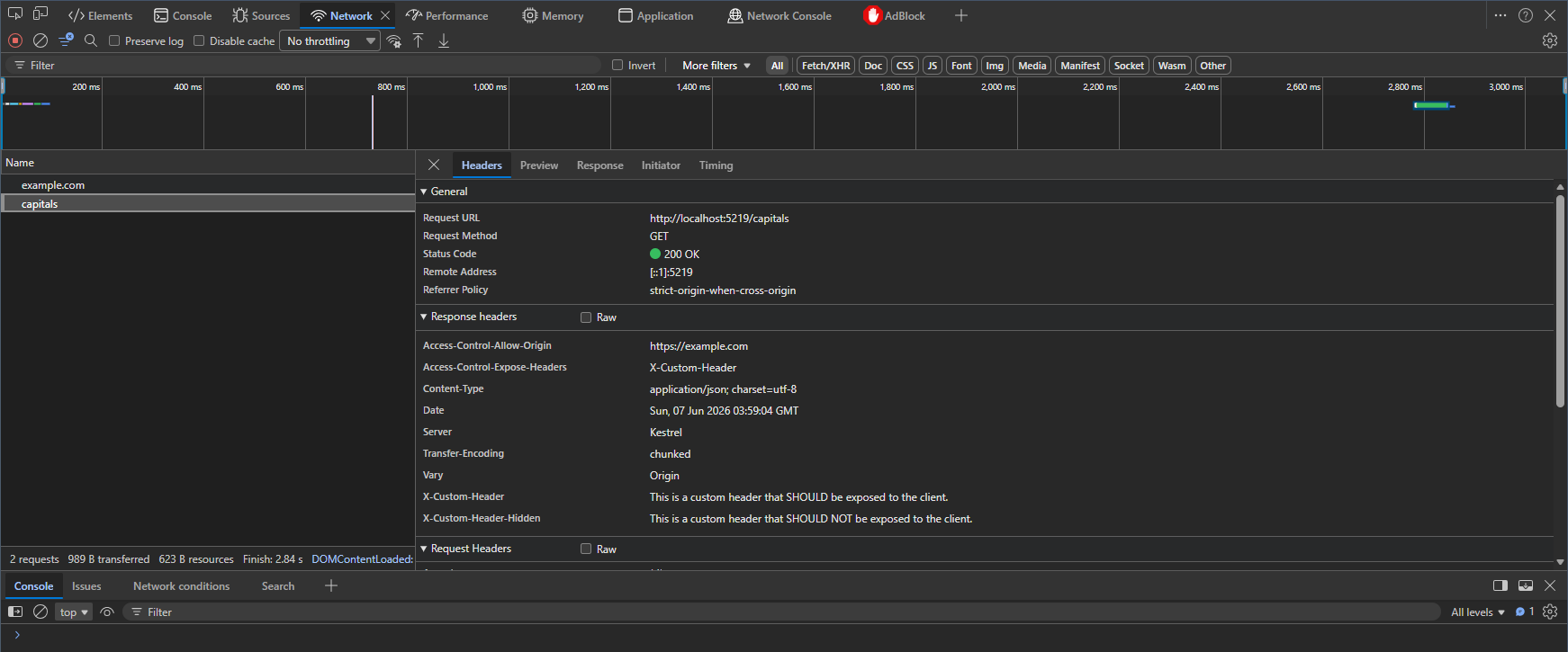 Response with a single expose header