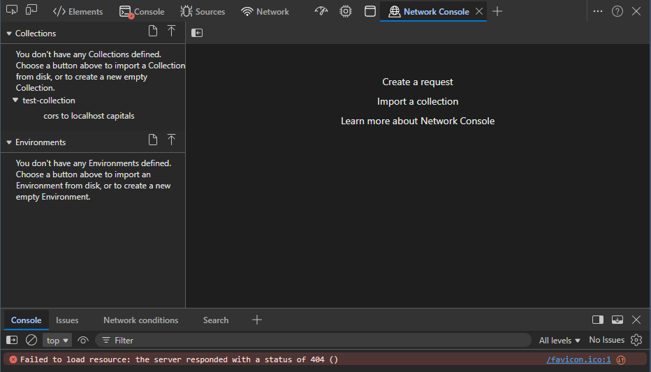 Empty Network Console