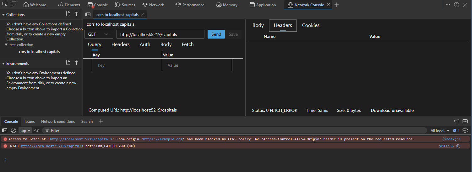 CORS Check Failure request from example org